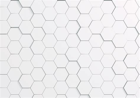 White hexagons realistic pattern 3d mural wallpaper - TenStickers