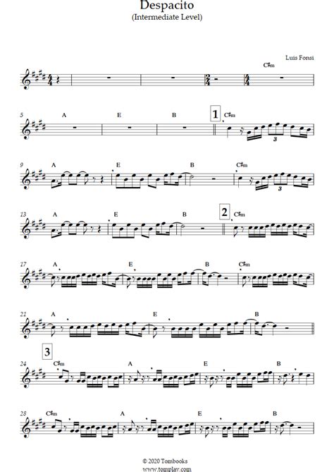 Despacito (Intermediate Level) (Luis Fonsi) - Trumpet Sheet Music