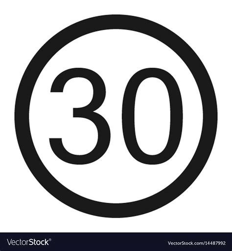 Maximum speed limit 30 sign line icon Royalty Free Vector