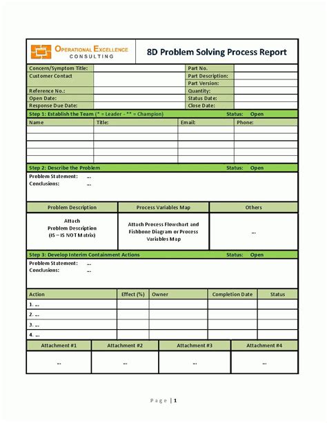 8D Report Template | Report template, Problem solving, Templates