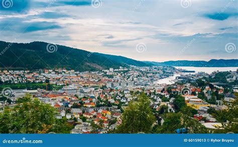 Aerial View Cityscape of Bergen, Norway Stock Image - Image of aerial ...