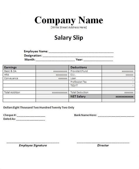 Salary Slip Template | 20+ MS Word, Excel & PDF Formats | Free Payslip Templates | Letter of ...