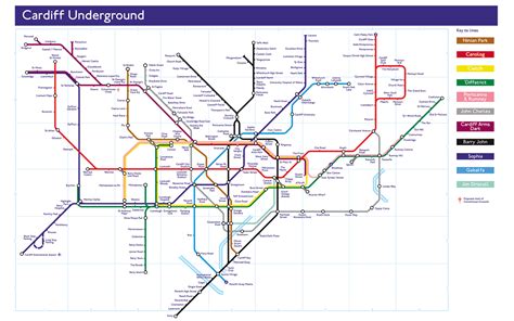 Cardiff tube map! (by the excellent I loves the 'Diff) | Cardiff, Transport map, Map