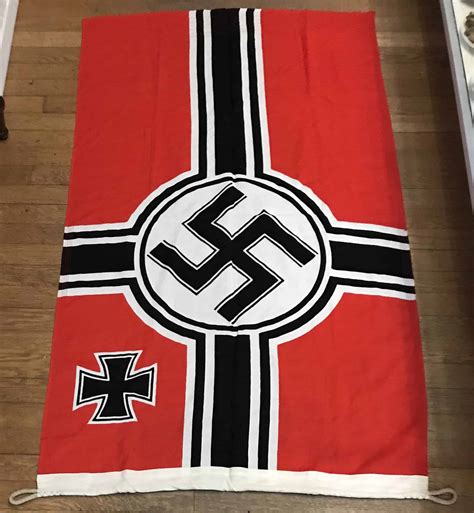 OUTSTANDING Large STONE MINT Original WWII German NSDAP (NAZI) MAKER MARKED NATIONAL WAR FLAG ...