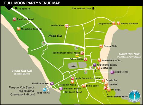 Full Moon Party Map – Koh Phangan Thailand