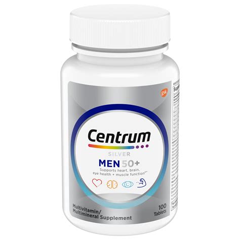 Centrum Silver Multivitamin for Men Over 50, Multimineral Supplement, Supports Memory and ...