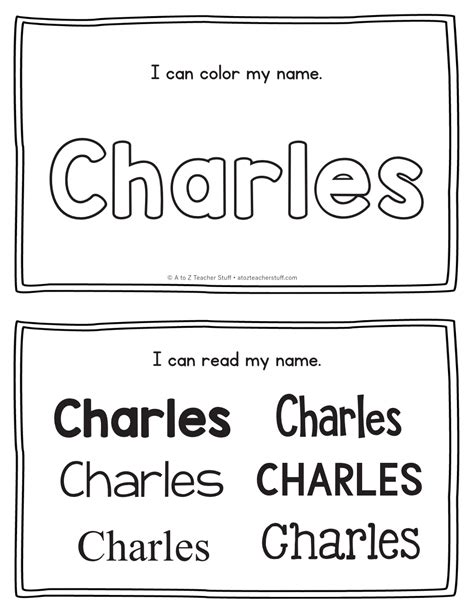 Charles – Name Printables for Handwriting Practice | A to Z Teacher Stuff Printable Pages and ...