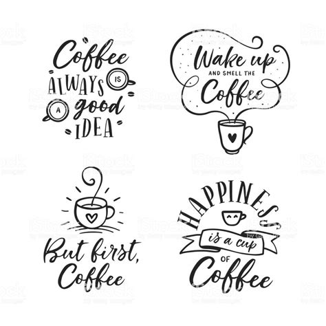 Hand drawn coffee related popular quotes set. But first coffee ...