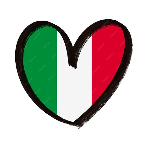 Premium Vector | Italian flag heart shaped hand drawn logo artistic flag of italy in shape of ...