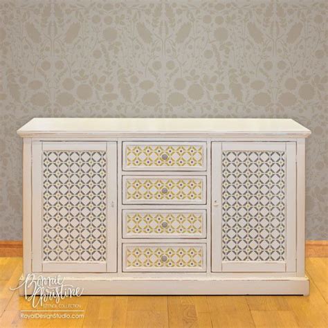 Mid Century Modern Stencil Diamonds & Dots | Stencil furniture ...