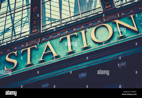 Railway Station Sign Stock Photo - Alamy