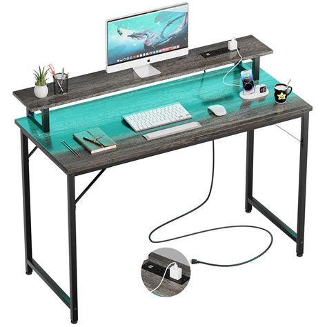 Buy iSunirm 47 inch Computer Desk with Power Outlets, Gaming Desk with ...