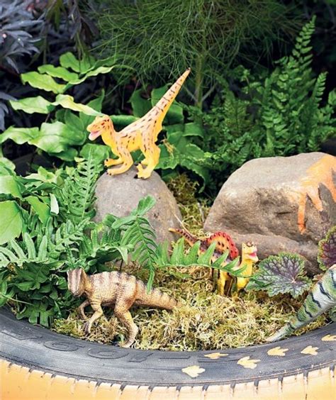 Dinosaur garden for our little ones. Add rocks, moss, ferns, maybe even a volcano! | Diggin' the ...