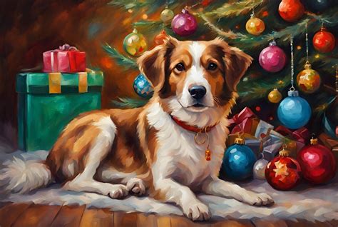 Dog And Christmas Tree Free Stock Photo - Public Domain Pictures