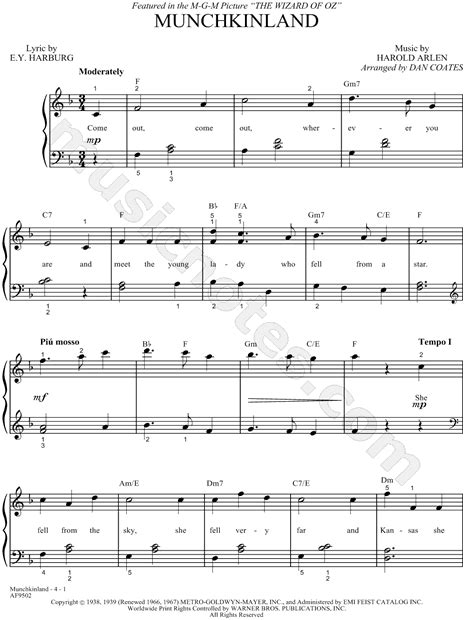 "Munchkinland" from 'The Wizard of Oz' Sheet Music in F Major ...