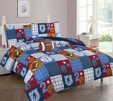 TWIN SPORT BOYS BEDDING SET, Beautiful Microfiber Comforter With Furry ...