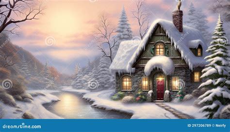 Snowy Christmas landscape stock image. Image of backgrounds - 297206789