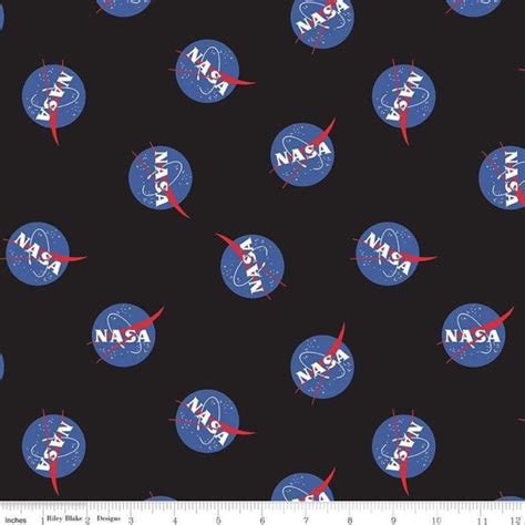 NASA Logo Fabric by the Yard, Cotton. Fabric by the Metre - Etsy