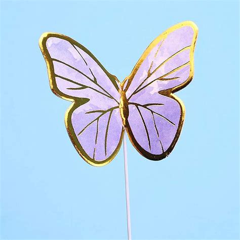 60Pcs Gold Pink Purple Lively 3D Butterfly Cupcake Topper, Birthday Wedding Party Cake Wall ...