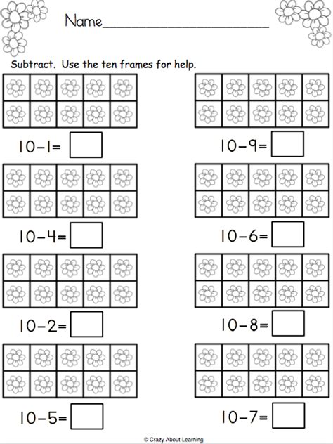 Free Ten Frame Subtraction | Free Worksheets Samples