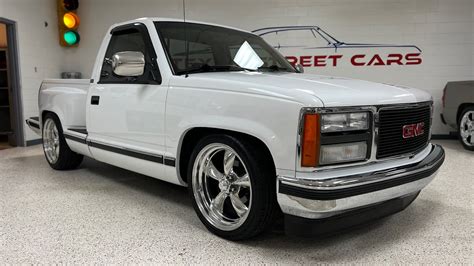 1992 GMC C1500, Sierra, low mile, 5/6 belltech drop, 20” torq thrust, stepside OBS SOLD - YouTube