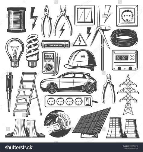 Energy Electricity Sources Icons Vector Power Stock Vector (Royalty Free) 1177758976 | Shutterstock