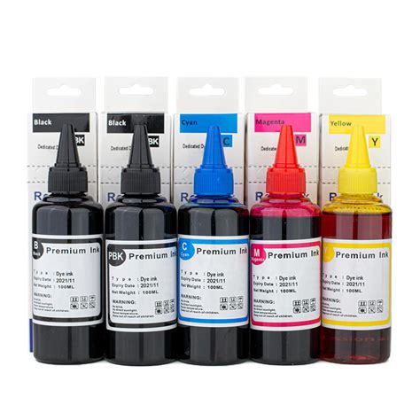 Universal Dye Refill Ink Combo for Canon Printer Cartridges BK/PBK/C/M ...