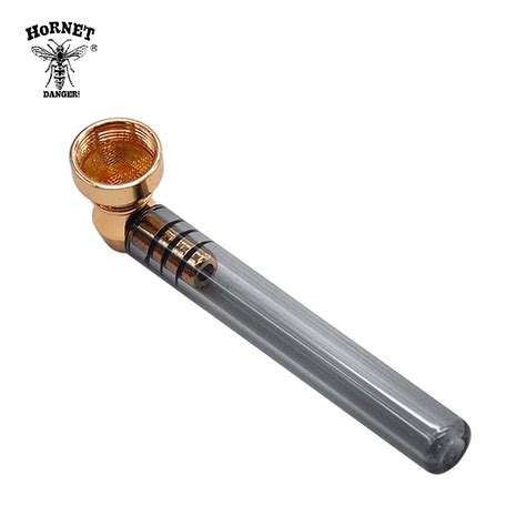 HORNET Premium Glass Smoking Weed Pipe With Clear Handle 93MM With ...