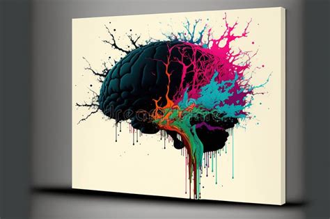 A Genius Human Brain Abstract Painting Art with Creative Watercolor Splash Stock Illustration ...