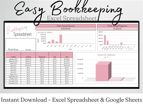 Bookkeeping Template Google Sheets Excel Spreadsheet – Savvy and Thriving