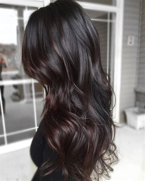 Long dark brown wavy hair | Black hair balayage, Brown ombre hair, Long ...