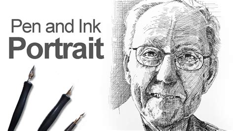 Pen and Ink Portrait Time Lapse - YouTube