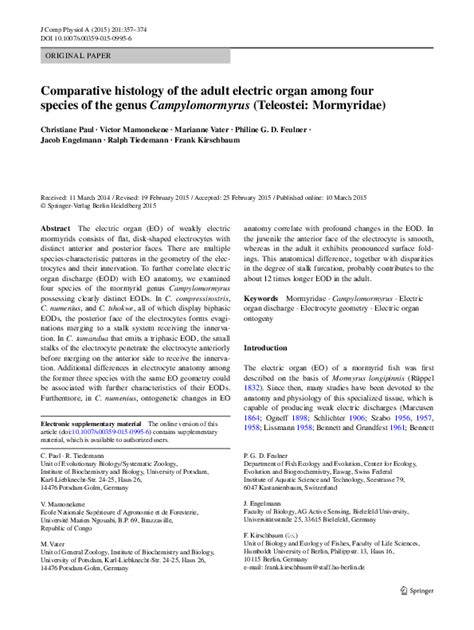 (PDF) Comparative histology of the adult electric organ among four ...