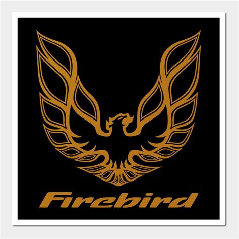 the firebird logo on a black background with gold wings and an orange bird in the center