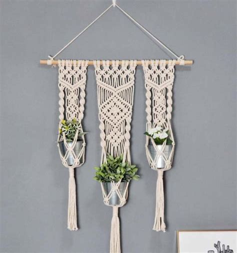 76cm Wall Art Series Vintage Triple Macrame Plant Hanger (1pc) - Woven Interiors