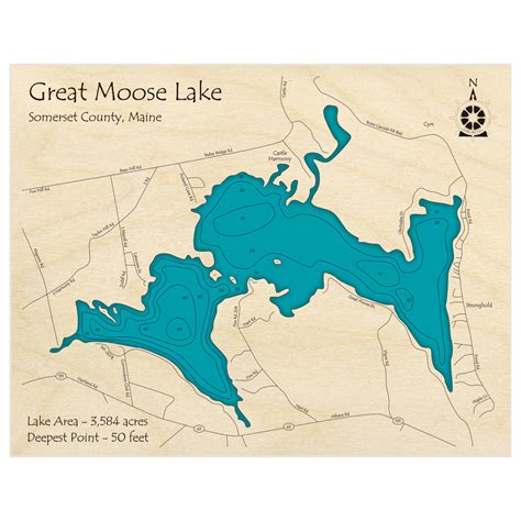 Great Moose Lake 3D Custom Wood Map – Lake Art LLC