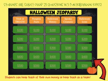 Halloween Jeopardy with Trivia Facts by JB Creations | TPT