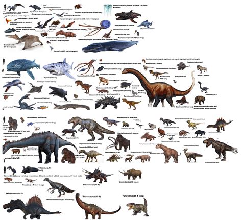 I made this prehistoric animal size comparison chart based off of the ...