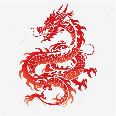 Chinese Dragon Red Paper Cut Illustration, Chinese Dragon, Simply ...