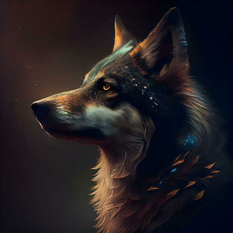 Portrait of a wolf. Digital painting. Artistic illustration., Image ...