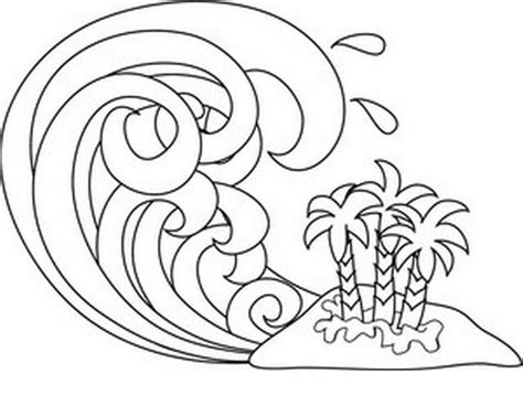 Tsunami Wave Coloring Page Sketch