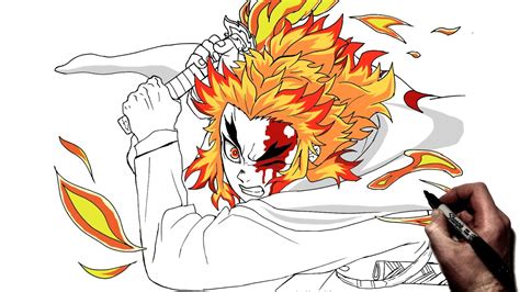 How To Draw Rengoku | Step By Step | Demon Slayer : Mugen Train - YouTube