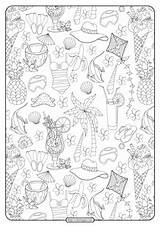 Free Printable Summer Collage Pdf Coloring Page sketch template