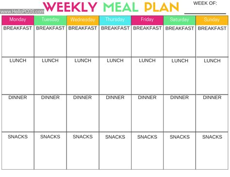Free Printable Meal Plans For Weight Loss - Free Printable