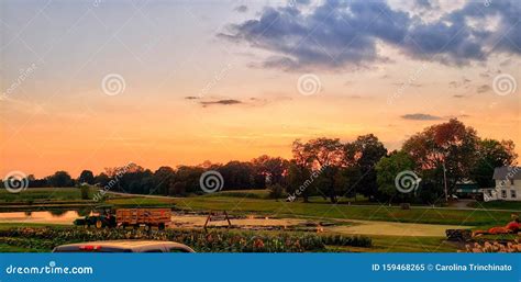 Farm Fall Sunset editorial image. Image of pond, farm - 159468265