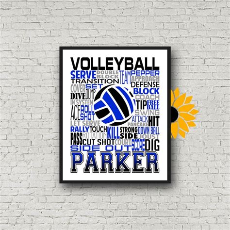 Volleyball Poster Volleyball Typography Volleyball Team Gift - Etsy