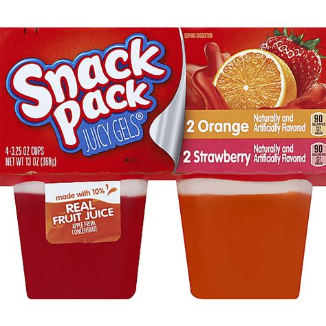 Snack Pack Strawberry & Orange Gelatin 4 ct Juicy Gels 13 oz. Sleeve | Jello & Pudding | Chief ...