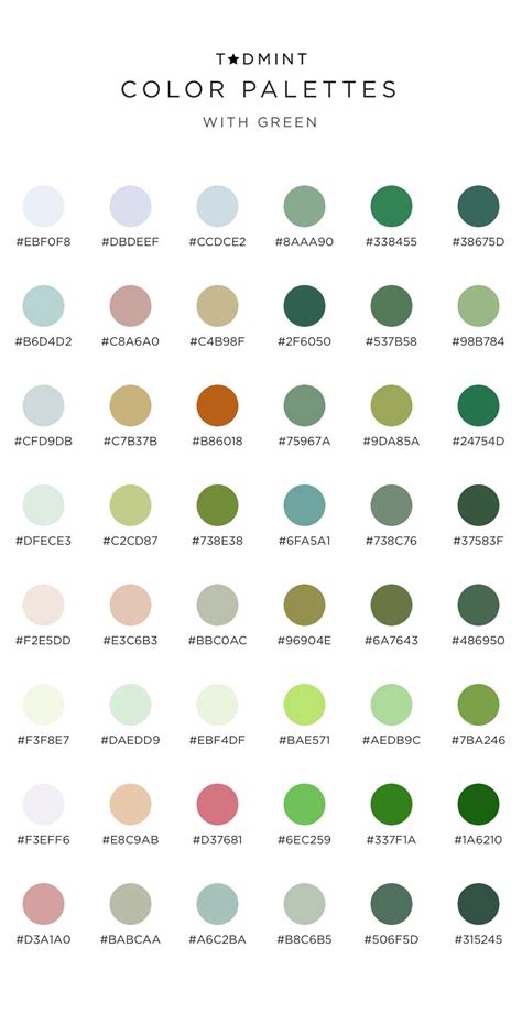 8 color palettes with green – hex codes included – Artofit