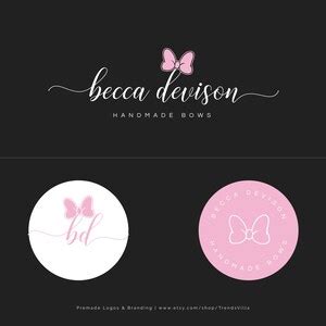 Bow Logo Design, Handmade Bow Logo, Premade Logo Branding Package ...