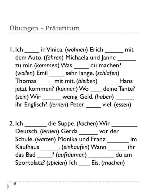 Übungen - Präteritum - Deutsch - Viel Spass